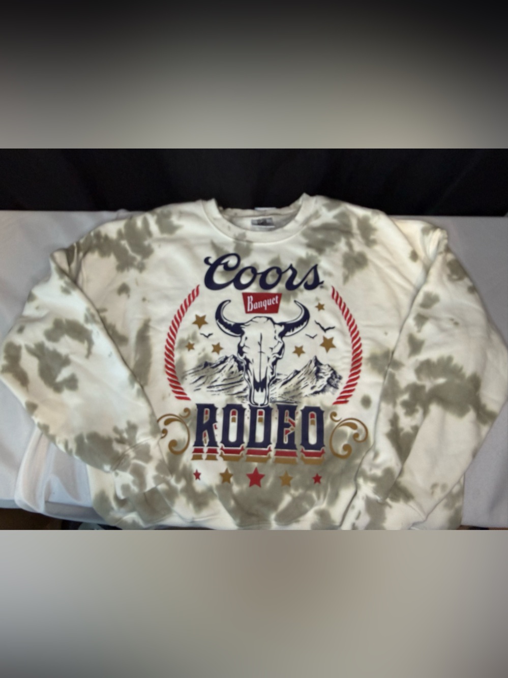 Coors Banquet Rodeo Tie-Dye Sweatshirt in Beige and Cream- Size Medium NWT! - Picture 5 of 7